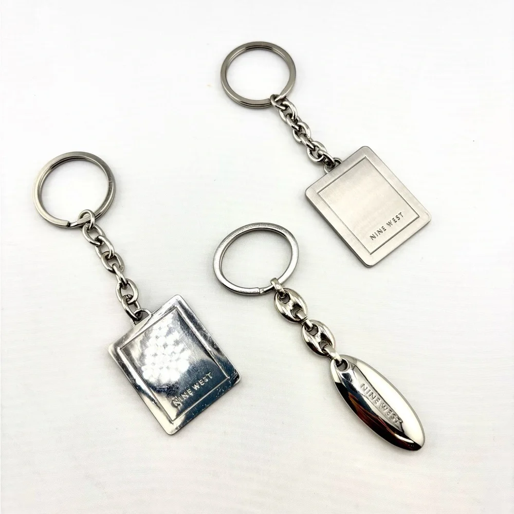 Nine West Silver Tone Logo Keychain Bundle - Lot of 3